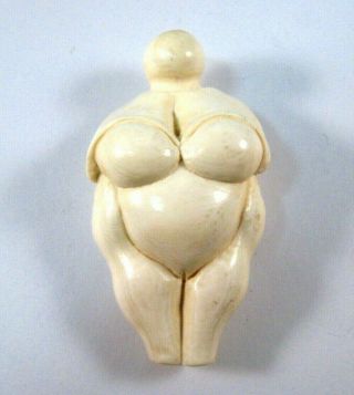 Antique Carved Bovine Bone Fertility Goddess Female Figure Statue Pendant