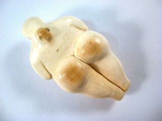 Antique Carved Bovine Bone Fertility Goddess Female Figure Statue Pendant 3