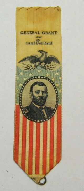 1868 Ulysses S.  Grant Presidential Campaign Ribbon Grant Lincoln 