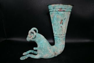 Large Ancient Persian Achaemenid Empire Bronze Rhyton in form of Horned Beast 3