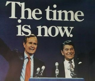 1980 Ronald Reagan Campaign Poster with George Bush Large 2