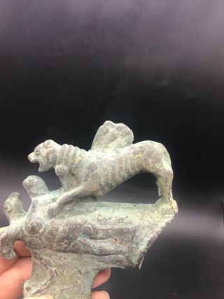 wonderful Rare Ancient Luristan bronze axe with cow beast and lion very unique 2