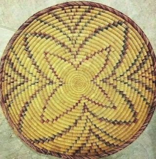 Vintage Native Woven Basket Tribal Ceremonial Serving Bowl 20 " Very Large Rare