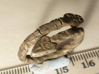7139 Twisted Double - Headed Snake Coil Silver Ring,  Ancient Roman,  1st Century Bc