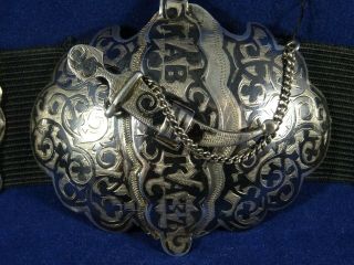 Early 20th Century Russian Military Belt Solid Silver Niello Buckle Kiev 1908 - 26 2
