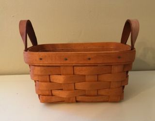Longaberger Tea Basket Sld 1994 Leather Handles W/liner