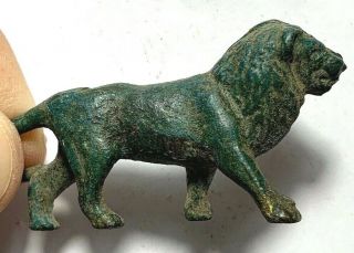 Ancient Roman Bronze Military Lion Ornament Ca 300 - 400 Ad 63mm