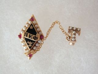 Usa Fraternity Pin Pi Kappa Phi.  Made In Gold.  3.  53gr.  Rubies.  1950.  Named.  143