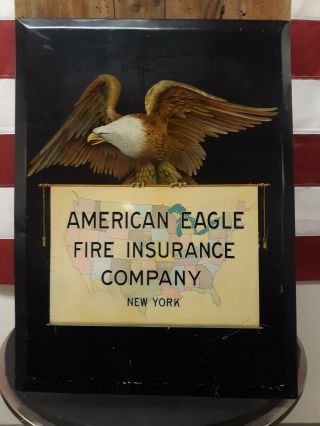 Vintage American Eagle Fire Insurance Company Of York Advertising Metal Sign