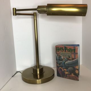 Pottery Barn Brushed Brass Industrial Desk Task Lamp Swing Arm Metal Retro Vtg