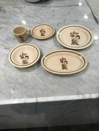 Vintage Elias Brothers Big Boy Tan 5 Piece Lunch Dinner China No Chips Or Cracks