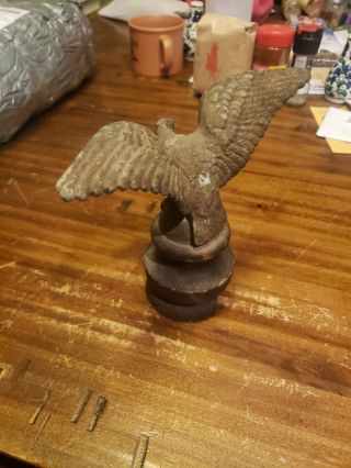 FLAG POLE finial antique cast iron american eagle topper vtg figurine 2