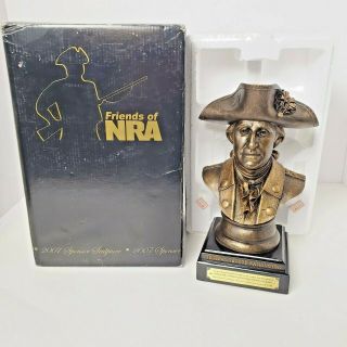 Friends Of The Nra President George Washington Bust Bronze Patina Sculpture 11”