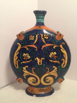 Vintage Italian Ceramic Hand Painted Vase Made In Italy 18”
