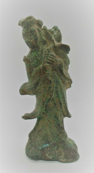 Ancient Roman Near Eastern Bronze Statuette Of A Female Figure