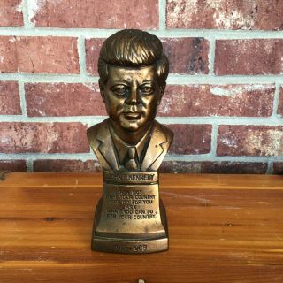 Vintage John F Kennedy 1964 B.  M.  P Bronze Brass Jfk Bust Statue Sculpture