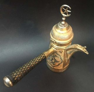 Antique Vintage Islamic Middle East Arabic Dallah Copper Brass Coffee Pot Jug 12