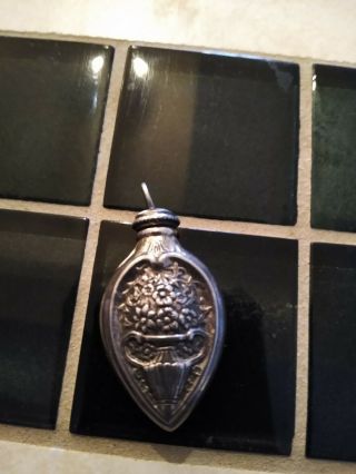Victorian Sterling Silver Snuff / Scent Bottle Ornate Marked Sterling