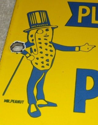Vintage " Planters Mr.  Peanut Nut Department " 9.  5 " Porcelain Metal Door Push Sign