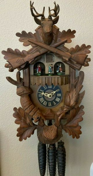 Vintage Hunters Black Forest Cuckoo Clock & Music Box Made In West Germany