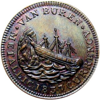 1838 Anti Martin Van Buren Political Hard Times Token Webster Sailing Ship Ht - 22