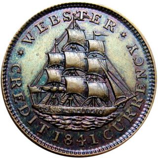 1838 Anti Martin Van Buren Political Hard Times Token Webster Sailing Ship HT - 22 2