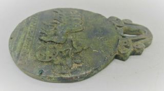 EUROPEAN FINDS ANCIENT ROMAN BRONZE AMULET DEPICTING CHARIOTT AND RIDER 2