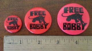 Set Of 3 Different Sizes Bobby Seale Black Panther Party Pins Buttons 1960s