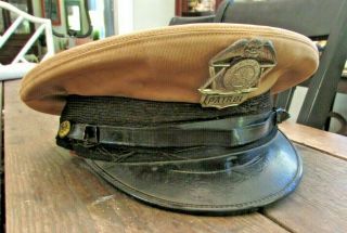 1930s Obsolete Oklahoma Highway Patrol Police Hat Visor & Badge Bus Driver