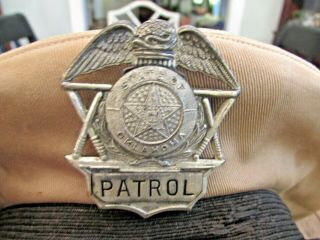 1930s Obsolete Oklahoma Highway Patrol Police Hat Visor & Badge Bus Driver 3