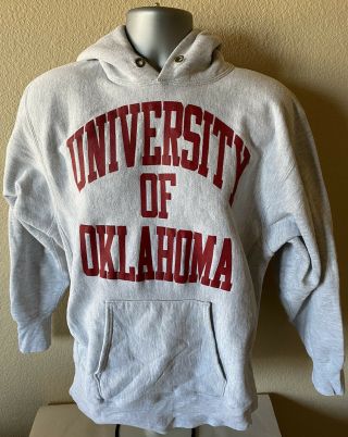 Vtg 80’s University Of Oklahoma Sooners Reverse Weave Hoodie Men’s Large Tag Xl