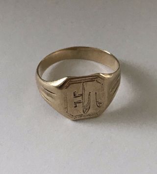 Vintage 10k Yellow Gold Signet Ring; Size 9
