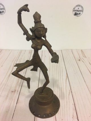 Vintage Antique Bronze/brass Dancing Hindu Indian Goddess Statue 11 - 1/4  Tall