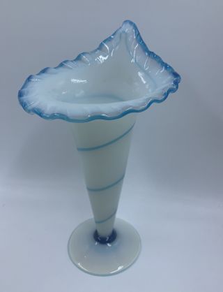 Vintage H.  C.  Fry Foval Art Glass Jack In Pulpit Trumpet Vase 11 1/2 "