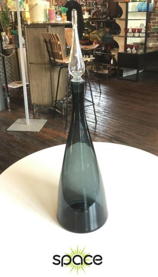 & Vintage Charcoal Blenko Bottle Decanter W/ Stopper 920l Mid - Century