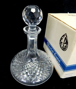 Vintage Waterford Crystal Alana Ships Decanter W Stopper 474 Mib