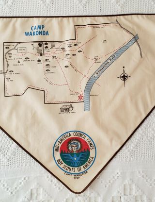 1969 Boy Scouts Mid America Council Camp Wakonda Neckerchief Bandana