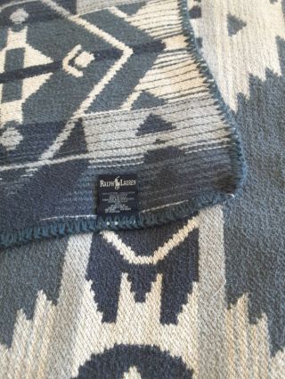 Queen Size Polo Ralph Lauren Southwest Aztec Cotton Blanket 90x90 Vintage 3