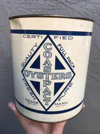 Vintage Oyster Tin Can Port Norris Jersey Coast - Pact Advertising Sign Gallon