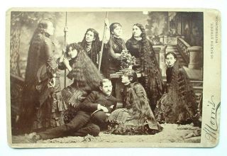 Cabinet Card Photo Sutherland Family Seven Sisters Very Long Hair Barnum Bailey
