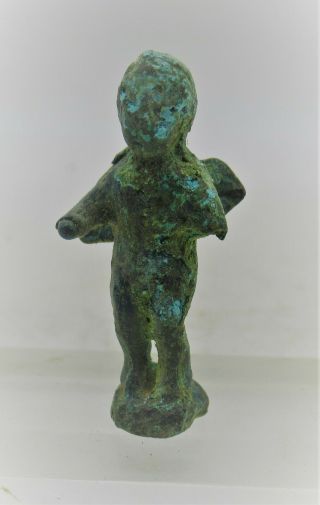 European Finds Ancient Roman Bronze Cupid Figurine 200 - 300