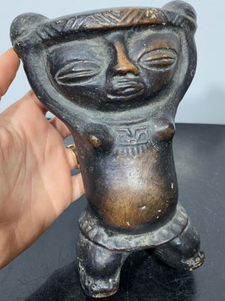 Pre - Columbian Aztec Mayan Style Figurine Clay Art Pottery Statue Figurine
