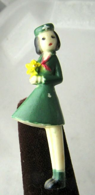 1940 Rare Intermediate Girl Scout Figural Pin,  First Issued " Profile " Collectors