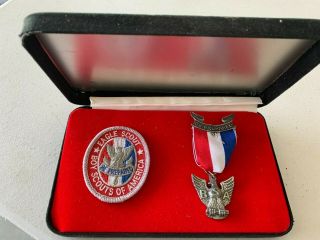 Bsa Eagle Scout Medal Stange Type 6b Non - Sterling & Patch Box
