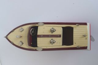 Vintage 1950 ' s Ito Model KK Seisakusho Wood Model Boat w/Motor - Japan 2