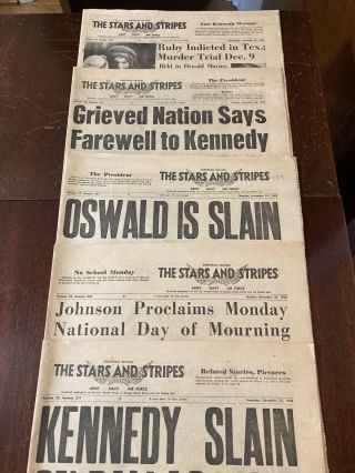 John F Kennedy Assassination Memorabilia,  Lbj - 8 Newspapers,  12 Magazines