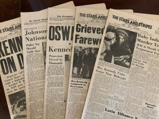 John F Kennedy Assassination Memorabilia,  LBJ - 8 newspapers,  12 magazines 2