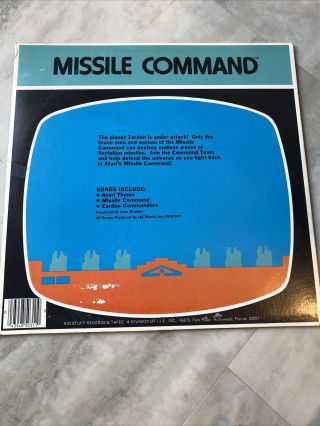 ATARI MISSILE COMMAND 1982 CHILDRENS Rare VINYL LP KID STUFF 5031 Video Game 2