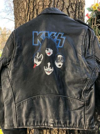 Kiss Hand Painted Vintage Leather Motorcycle Jacket Mens Size Large