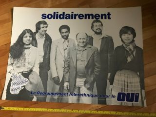 Poster Parti QuÉbecois RÉfÉrendum 1980 Regroup.  Interethnique Pour Le Oui